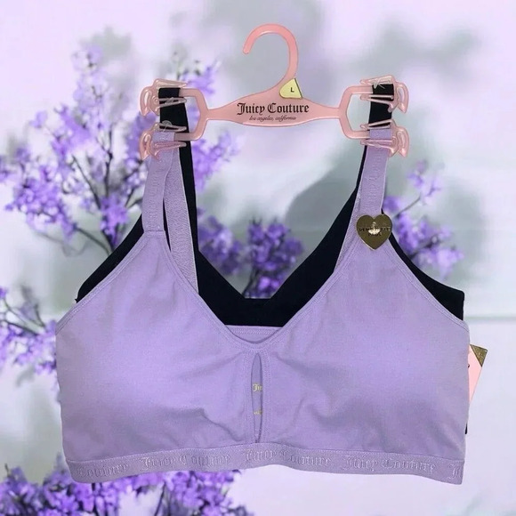 Juicy Couture Other - Juicy Couture Sport Bralette Purple & Black Sport Bra Set size Large